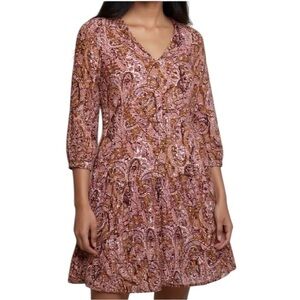 SET Silk Blend Paisley Drop Waist Mini Dress